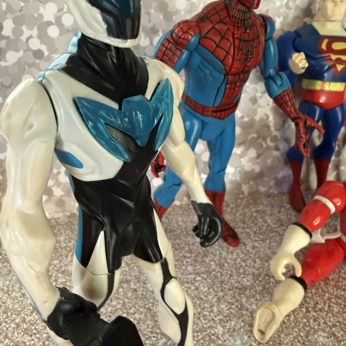 Set of 5 Action Figures Spiderman Superman Power Rangers Max Steel like new