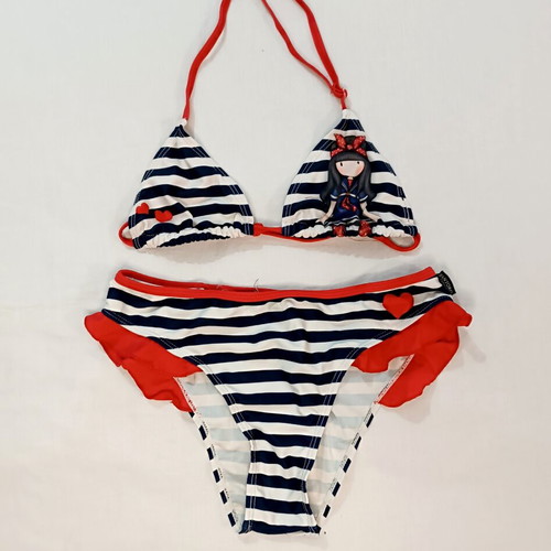 Santoro London girls' bikini with Gorjuss nautical stripes like new, size 7-8