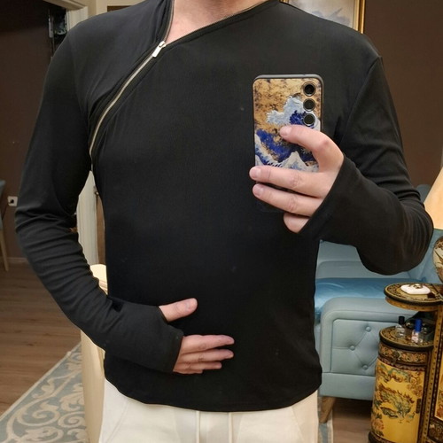 Blouse with zipper XL like new, black, thumb hole sleeve