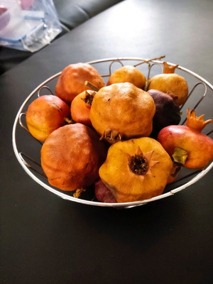 Inox fruit bowl with wooden base like new