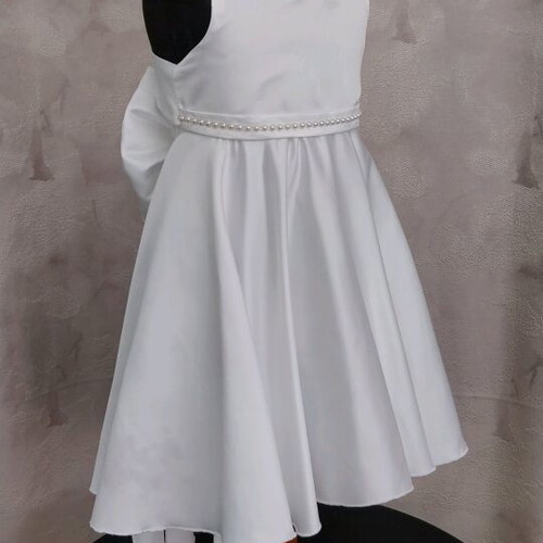 Baptism set unicorn theme white satin dress open back