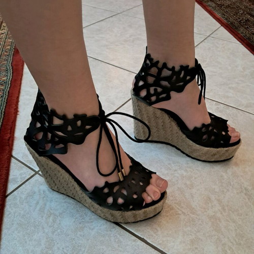 Leather platform shoes size 39 like new, black