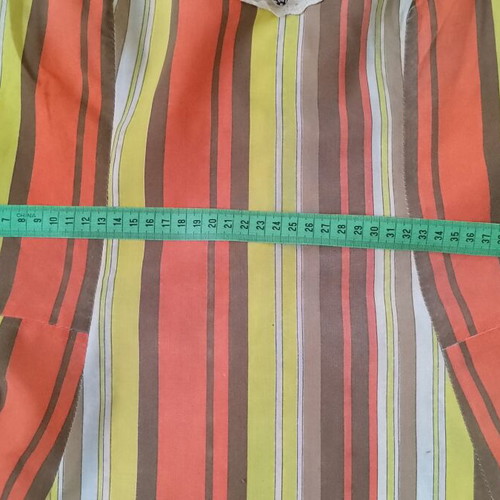 1970s striped dress with bib front and puff sleeves used