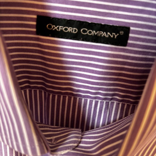 Oxford Company men's striped shirt like new, size L, purple and white