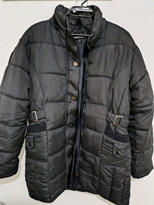 Long warm jacket like new, dark blue, size M