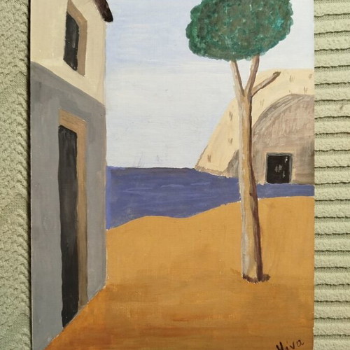 Handmade acrylic paintings on cardboard like new, set of 5