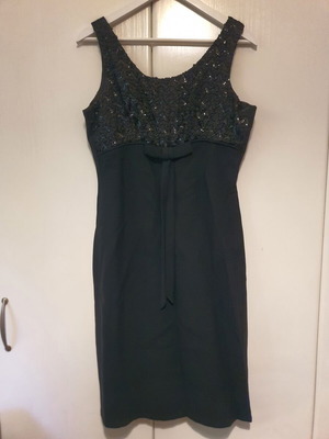 Black Formal Dress with Sequins and Bow like new