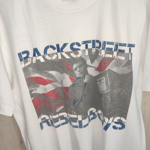 H&M men's white t-shirt with Backstreet Rebel Boys print, size L/M