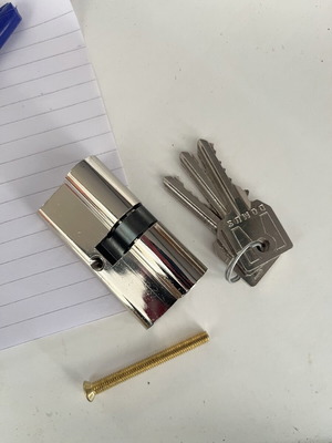 Domus lock cylinder new with nickel finish and 3 keys