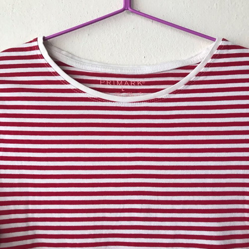 Primark striped long sleeve blouse like new, red-white, size L