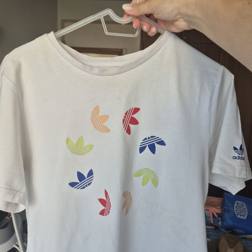 Adidas t-shirt used with yellowing and stains, women's XS-S