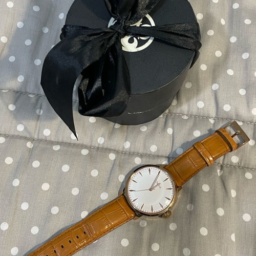Oxette wristwatch used, brown and gold