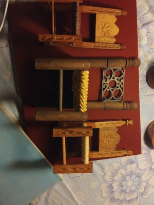 Traditional handmade chairs used, set of 3, collectible
