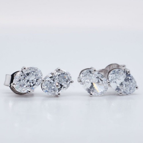 Diamond earrings certified, 14k white gold, 2.23 CT total
