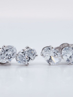 Διαμαντένια σκουλαρίκια certified, 14k άσπρος χρυσός, καινούργιο