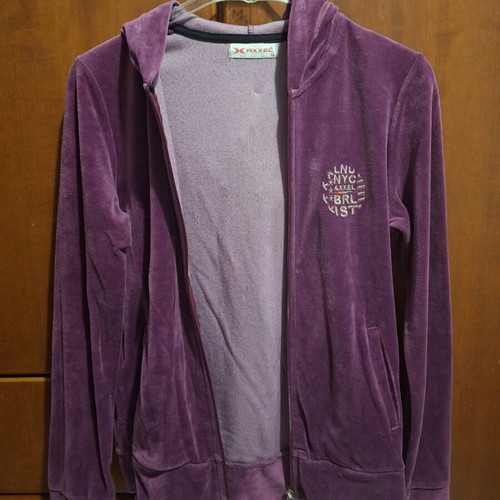 Axel velour hoodie jacket, plum purple, size 36 (S)