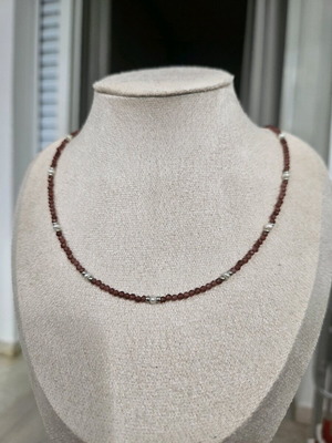 Necklace with zircon and freshwater pearls new