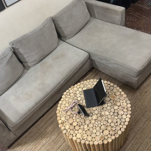 Corner sofa used, gray, from entos
