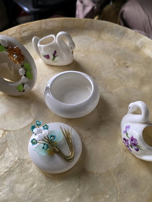 Porcelain decoration set 6 to 8 cm like new, Akron Ilion Crystal