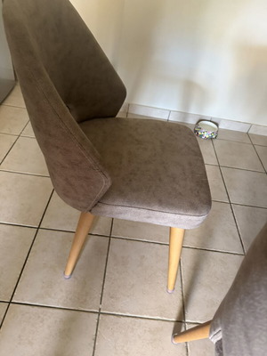 Dining chairs set of 4 like new, wooden legs, elegant grey fabric