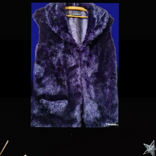 Fur vest black like new, synthetic thick fur, size L