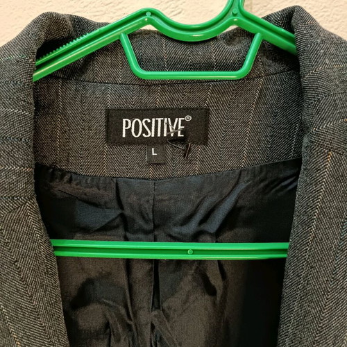Positive Grey Pantsuit Set with Thin Stripe Like New