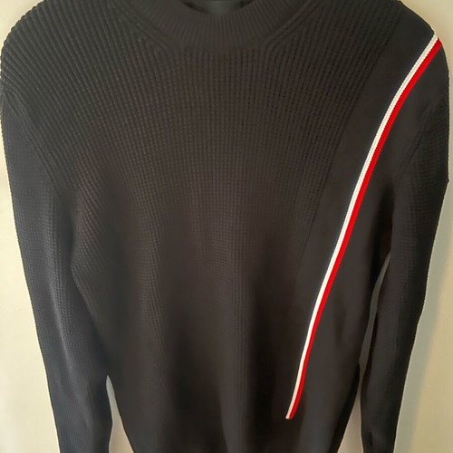 Moncler cotton waffle-knit crewneck sweater black size L