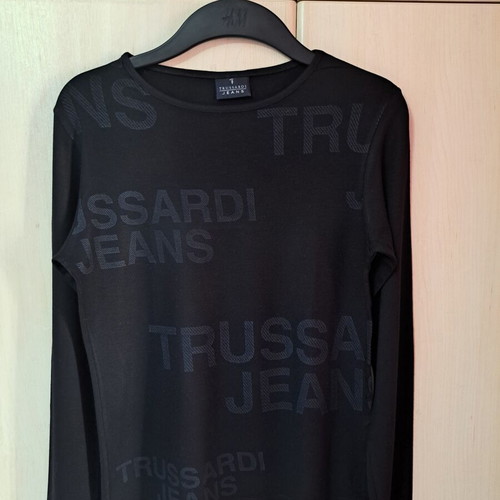 Trussardi Jeans long-sleeve shirt new, black with gray letters, size S