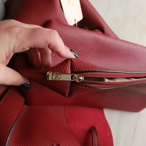 Anna Grace leather handbag new, burgundy