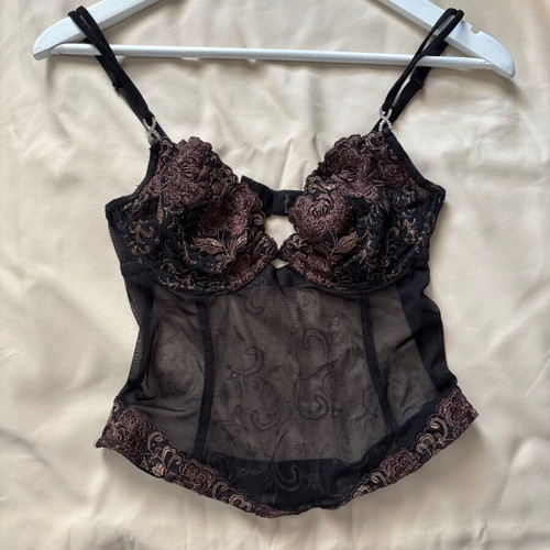 Black Embroidered Lace Corset Top like new
