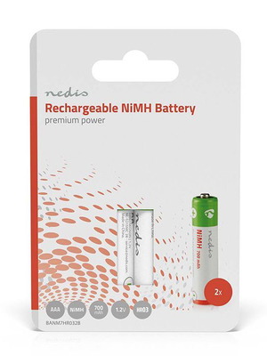 Επαναφορτιζόμενη μπαταρία Nedis NiMH AAA 1.2V 700mAh πακέτο 2