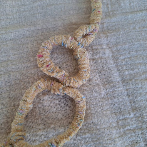 Ethnic fabric necklace pastel yellow made to order