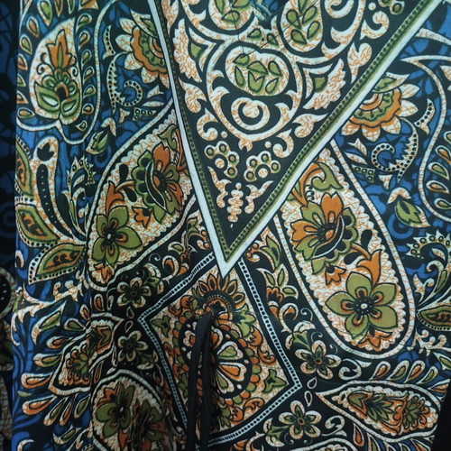 Rima Beachwear kaftan short, deep turquoise with Lahore pattern