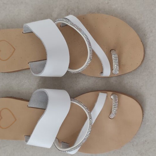 White women's sandals with silver details new, size 35