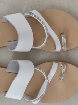 White women's sandals with silver details new, size 35