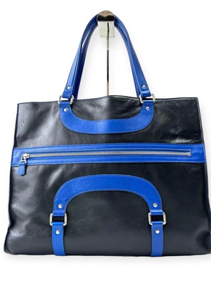 Jacques Le Corre tote bag μπλε δερμάτινη, σαν καινούργια