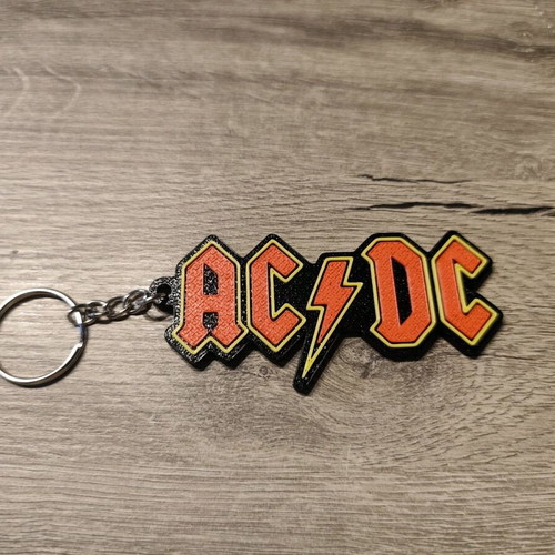 AC/DC 3D Printed Keychain new with embossed texture
