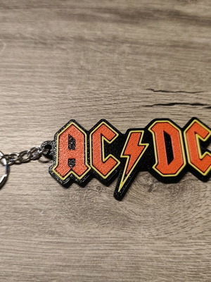 AC/DC 3D Printed Keychain new with embossed texture