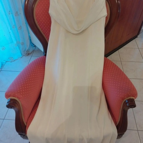 Wedding dress, cream color, long elegant with decorative ring straps