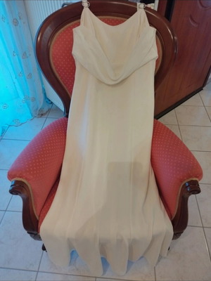 Wedding dress, cream color, long elegant with decorative ring straps