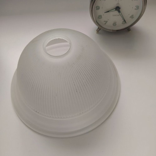 Glass lamp shade like new with frosted ribbed finish