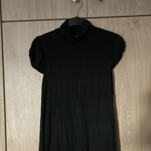 Anel Black Cotton Turtleneck Short Sleeve Like New