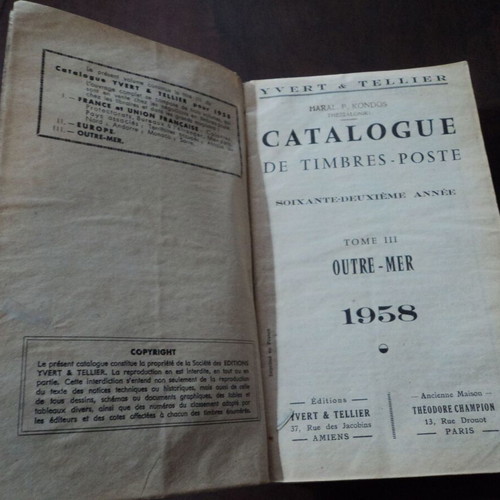 Stamp catalog 1958 Tome III Outre-Mer used