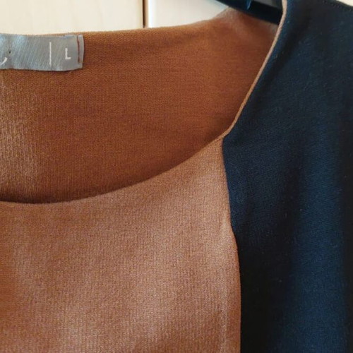 Winter dress like new, straight cut, brown and black jersey wool blend