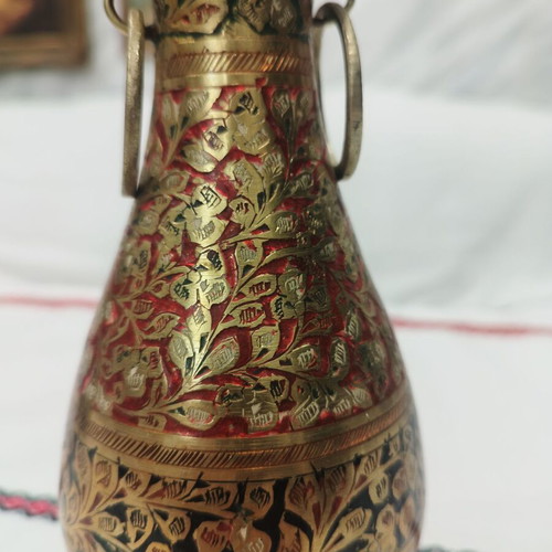 Indian brass vase used with ornaments, 21 cm height