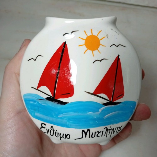 Ceramic souvenir vase from Mytilene like new