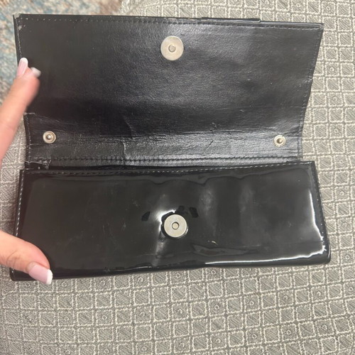 Women's bag used, black patent leather handbag