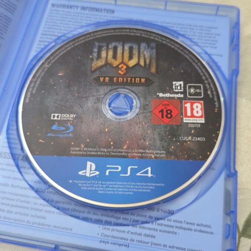 Sony PS4 Doom 3 VR Edition game used