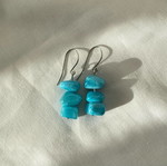 Handmade earrings with nephrite chips made to order, blue and silver