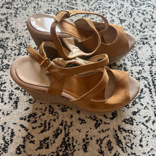 Creazioni women's platform sandals size 37 used, brown, back tie